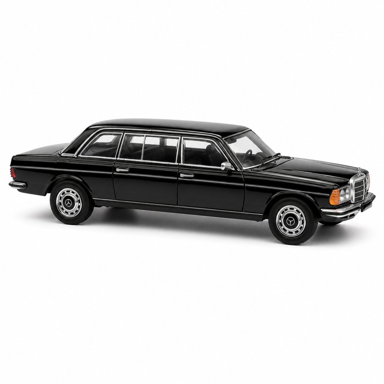 Mercedes-Benz W123 The Godfather 1:64 Scale Diecast Model Car | Premium Black Metal Collectible Classic Luxury Sedan Miniature Replica | Highly Detailed Display Model for Collectors & Movie Memorabilia Enthusiasts