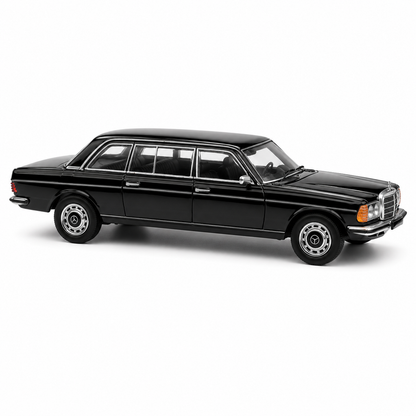 Mercedes-Benz W123 The Godfather 1:64 Scale Diecast Model Car | Premium Black Metal Collectible Classic Luxury Sedan Miniature Replica | Highly Detailed Display Model for Collectors & Movie Memorabilia Enthusiasts