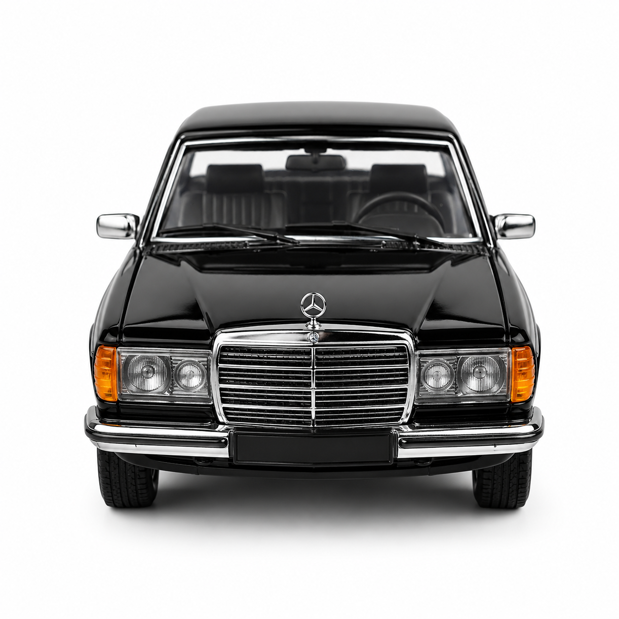Mercedes-Benz W123 The Godfather 1:64 Scale Diecast Model Car | Premium Black Metal Collectible Classic Luxury Sedan Miniature Replica | Highly Detailed Display Model for Collectors & Movie Memorabilia Enthusiasts