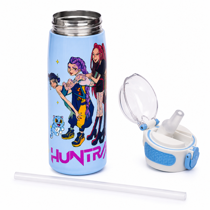 K-Pop Demon Hunters 620ml Vacuum Insulated Stainless Steel Water Bottle with Straw – Blue