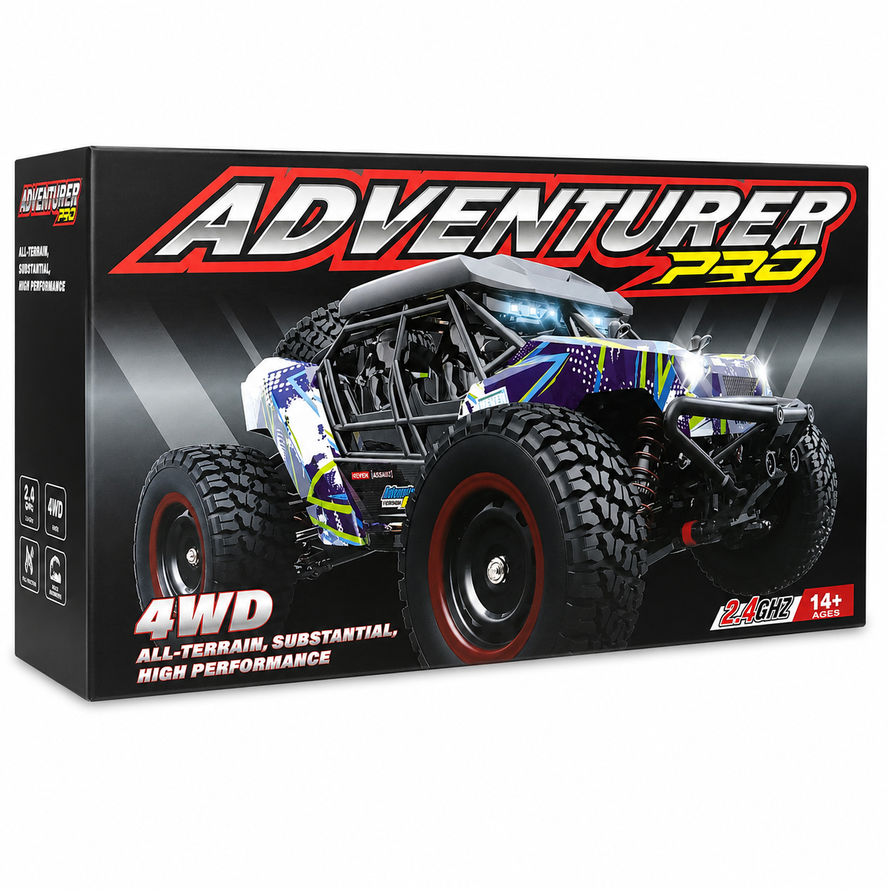 SUCHIYU Adventure Pro 4WD 2.4GHz RC Off-Road Buggy – Purple Multicolor, All-Terrain High Performance Rock Crawler with Remote Control, Large Wheels & Rugged Suspension, 14+