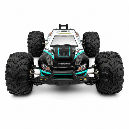 SUCHIYU SWEEP 4WD 2.4GHz RC Off-Road Monster Truck – All-Terrain Four-Wheel Drive High Performance Ready-to-Race Remote Control Car with Large Rugged Tyres & Suspension, Black & Turquoise, 14+
