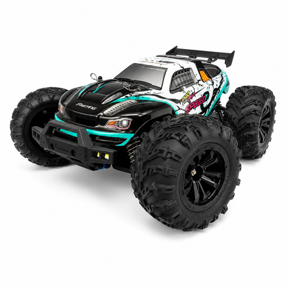 SUCHIYU SWEEP 4WD 2.4GHz RC Off-Road Monster Truck – All-Terrain Four-Wheel Drive High Performance Ready-to-Race Remote Control Car with Large Rugged Tyres & Suspension, Black & Turquoise, 14+