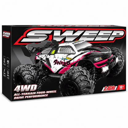 SUCHIYU SWEEP 4WD 2.4GHz RC Off-Road Monster Truck – All-Terrain Four-Wheel Drive High Performance Ready-to-Race Remote Control Car with Large Rugged Tyres & Suspension, Black & Turquoise, 14+