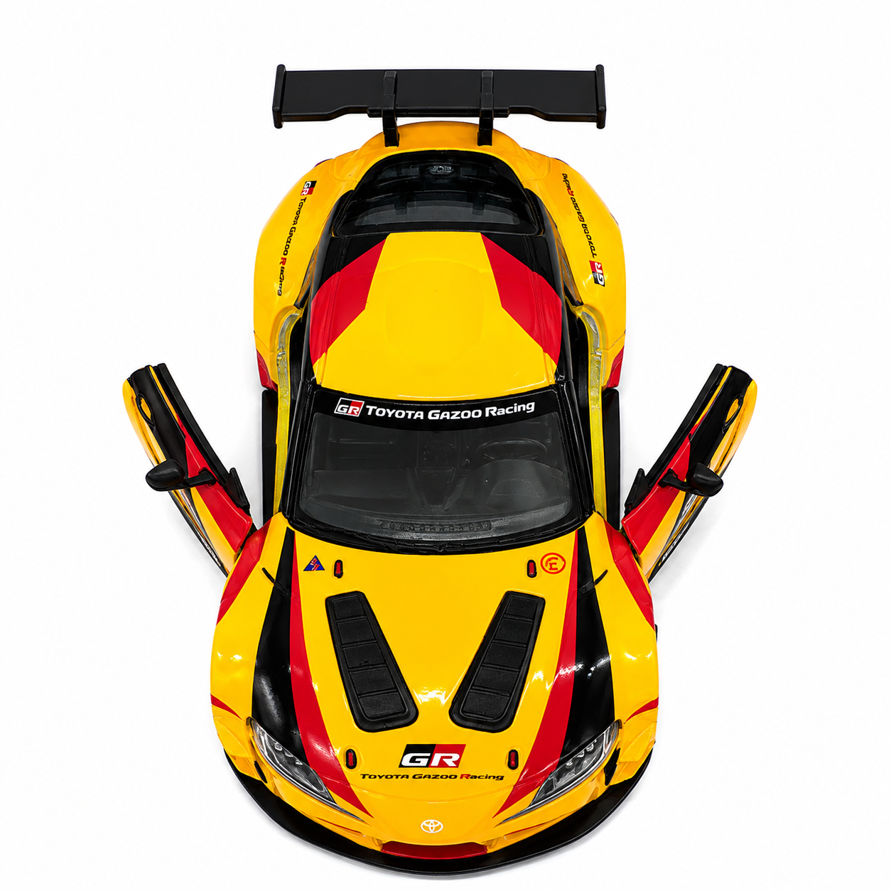 Kinsmart 1:36 Toyota GR Supra Racing Concept Yellow Edition Die-Cast Model Car with Pull Back Action, Openable Doors, #90 Racing Livery & Collectible Sports Car Toy for Kids & Collectors