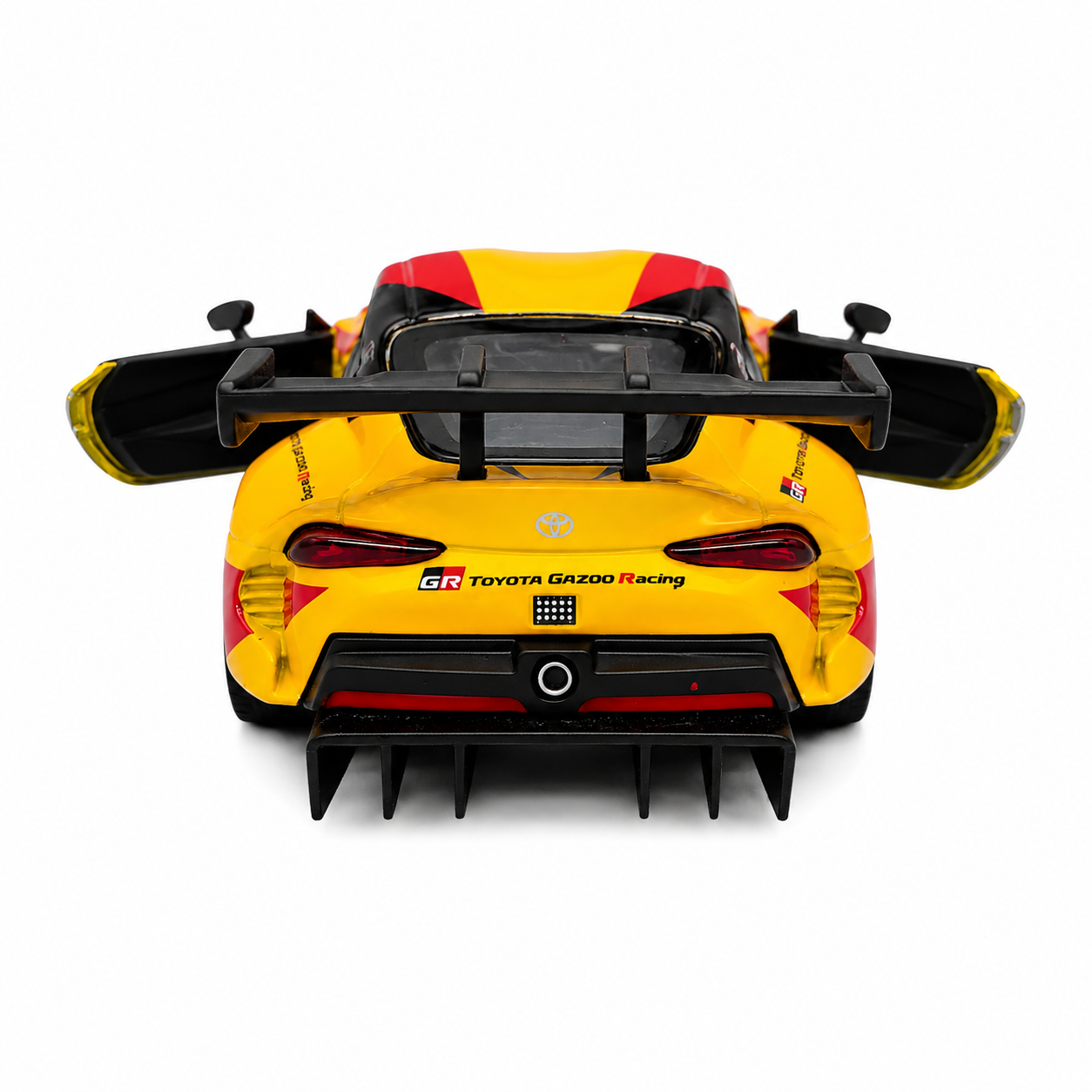 Kinsmart 1:36 Toyota GR Supra Racing Concept Yellow Edition Die-Cast Model Car with Pull Back Action, Openable Doors, #90 Racing Livery & Collectible Sports Car Toy for Kids & Collectors