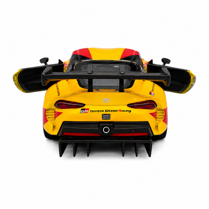 Kinsmart 1:36 Toyota GR Supra Racing Concept Yellow Edition Die-Cast Model Car with Pull Back Action, Openable Doors, #90 Racing Livery & Collectible Sports Car Toy for Kids & Collectors