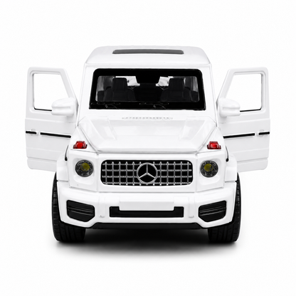 1:32 Scale Die-Cast Metal Mercedes-Benz G63 AMG Model Car – Pull Back Luxury SUV Toy with Openable Doors, Light & Sound Effects, Detailed Interior, Realistic Wheels & Collectible Display Model – White