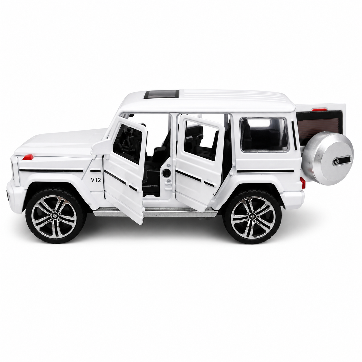 1:32 Scale Die-Cast Metal Mercedes-Benz G63 AMG Model Car – Pull Back Luxury SUV Toy with Openable Doors, Light & Sound Effects, Detailed Interior, Realistic Wheels & Collectible Display Model – White