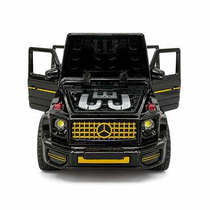 1:32 Scale Die-Cast Metal Mercedes-Benz G63 AMG Model Car – Pull Back Luxury SUV Toy with Openable Doors, Light & Sound Effects, Detailed Interior, Realistic Wheels & Collectible Display Model – Black