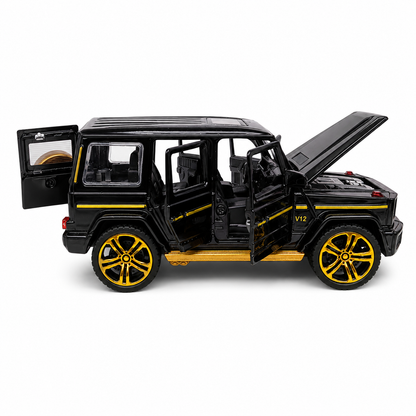 1:32 Scale Die-Cast Metal Mercedes-Benz G63 AMG Model Car – Pull Back Luxury SUV Toy with Openable Doors, Light & Sound Effects, Detailed Interior, Realistic Wheels & Collectible Display Model – Black