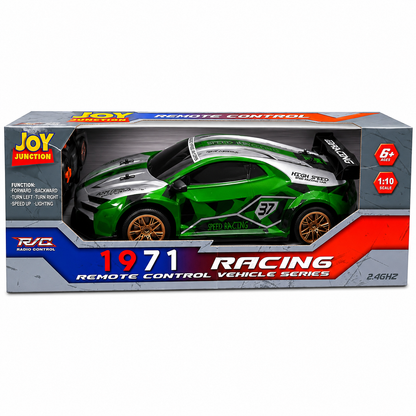 Joy Junction JJ616 1:10 Scale 2.4GHz R/C Racing Car | 25+ KM/H High-Speed Full Function Remote Control Sports Car with Forward, Backward, Left & Right Controls, Speed Up & Lighting for Kids 6+