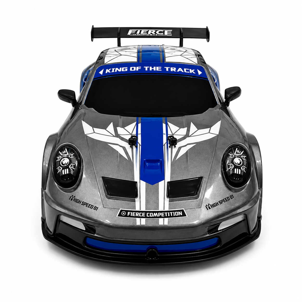 Joy Junction JJ619 1:10 Scale R/C High Speed Racing Car – Grey & Blue, 2.4GHz Full Function Radio Control Vehicle, 25+ KM/H Speed, Forward, Backward, Left & Right Movement with Lighting for Kids