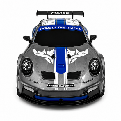 Joy Junction JJ619 1:10 Scale R/C High Speed Racing Car – Grey & Blue, 2.4GHz Full Function Radio Control Vehicle, 25+ KM/H Speed, Forward, Backward, Left & Right Movement with Lighting for Kids
