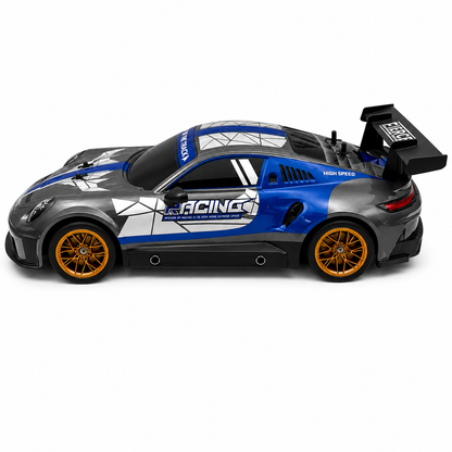 Joy Junction JJ619 1:10 Scale R/C High Speed Racing Car – Grey & Blue, 2.4GHz Full Function Radio Control Vehicle, 25+ KM/H Speed, Forward, Backward, Left & Right Movement with Lighting for Kids