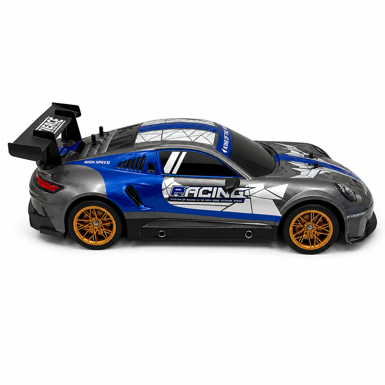 Joy Junction JJ619 1:10 Scale R/C High Speed Racing Car – Grey & Blue, 2.4GHz Full Function Radio Control Vehicle, 25+ KM/H Speed, Forward, Backward, Left & Right Movement with Lighting for Kids