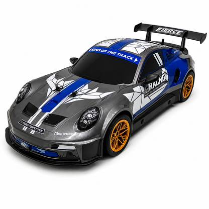 Joy Junction JJ619 1:10 Scale R/C High Speed Racing Car – Grey & Blue, 2.4GHz Full Function Radio Control Vehicle, 25+ KM/H Speed, Forward, Backward, Left & Right Movement with Lighting for Kids