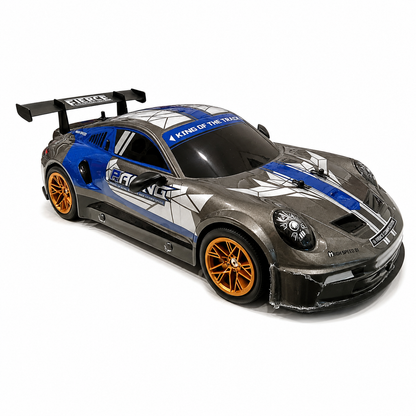 Joy Junction JJ619 1:10 Scale R/C High Speed Racing Car – Grey & Blue, 2.4GHz Full Function Radio Control Vehicle, 25+ KM/H Speed, Forward, Backward, Left & Right Movement with Lighting for Kids