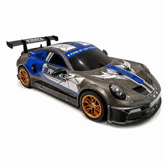 Joy Junction JJ619 1:10 Scale R/C High Speed Racing Car – Grey & Blue, 2.4GHz Full Function Radio Control Vehicle, 25+ KM/H Speed, Forward, Backward, Left & Right Movement with Lighting for Kids