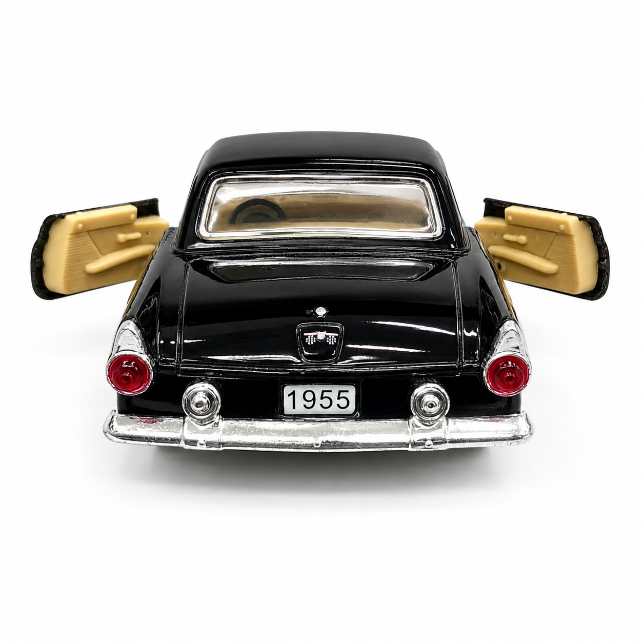 Kinsmart 1:36 1955 Ford Thunderbird Die-Cast Metal Model Car with Openable Doors, Pull-Back Action, Detailed Interior, Chrome-Style Finish & Realistic Classic Car Design – Black Collectible Toy Car