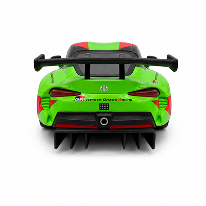 Kinsmart 1:36 Toyota GR Supra Racing Concept Livery Green Edition Die-Cast Metal Model Car with Pull Back Action, Openable Doors, Detailed Racing Graphics & Collectible Sports Car Toy for Kids & Collectors