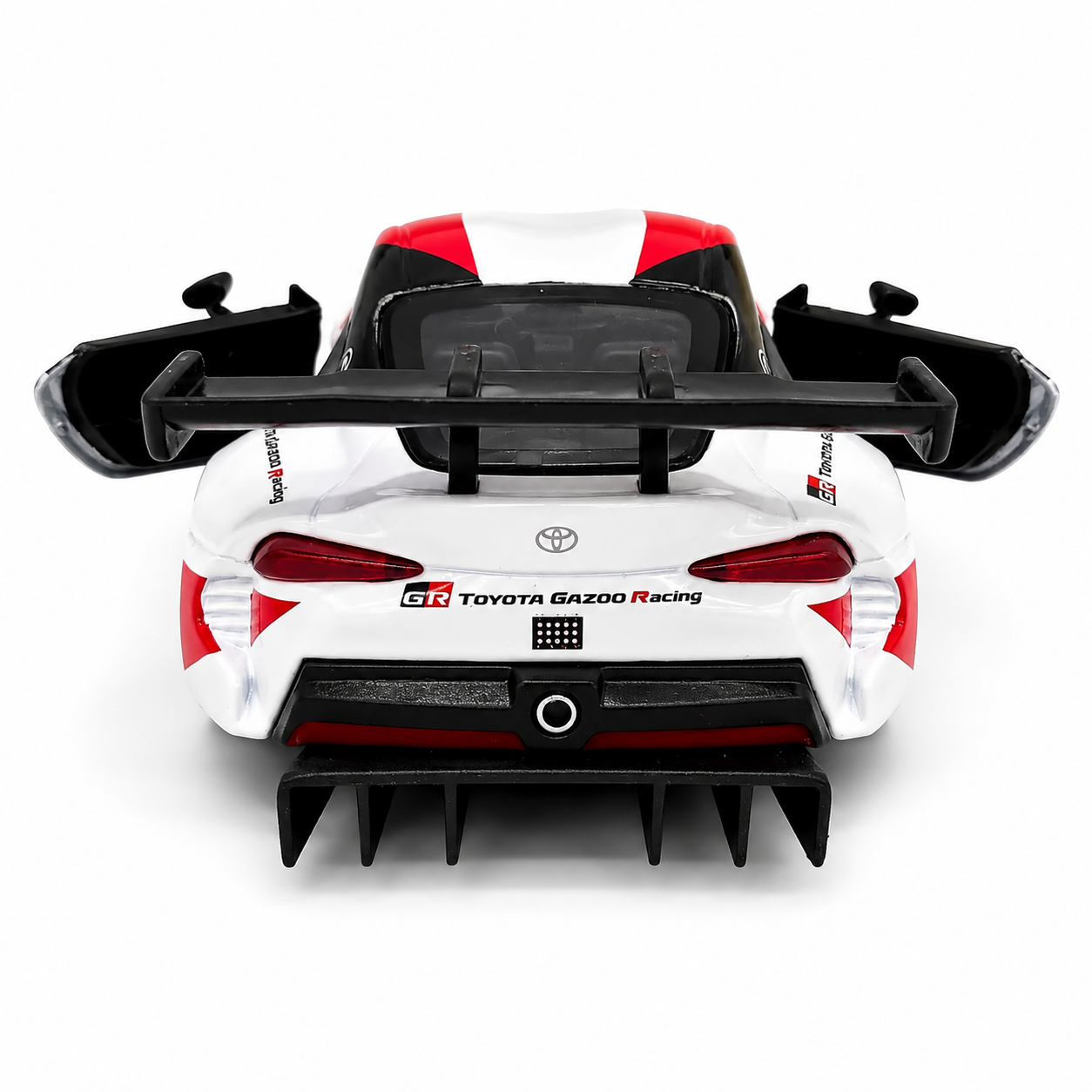 Kinsmart 1:36 Toyota GR Supra Racing Concept Livery White Edition Die-Cast Metal Model Car with Pull Back Action, Openable Doors, #90 Racing Graphics & Collectible Sports Car Toy for Kids & Collectors
