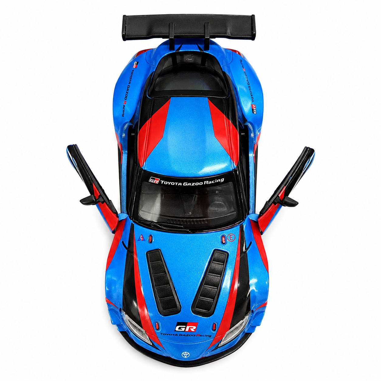 Kinsmart 1:36 Toyota GR Supra Racing Concept Blue Edition Die-Cast Model Car with Pull Back Action, Openable Doors, #90 Racing Livery & Collectible Sports Car Toy for Kids & Collectors