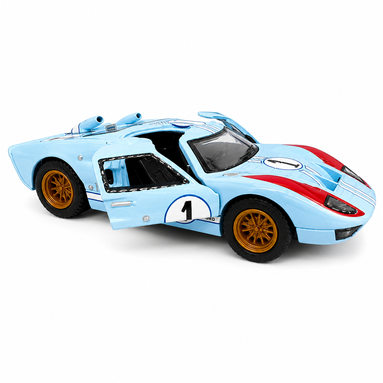 Kinsmart 1:32 Scale 1966 Ford GT40 MKII Heritage Edition Die-Cast Metal Model Car with Pull-Back Action, Openable Doors, Detailed Racing Design, Classic Collectible Toy Car