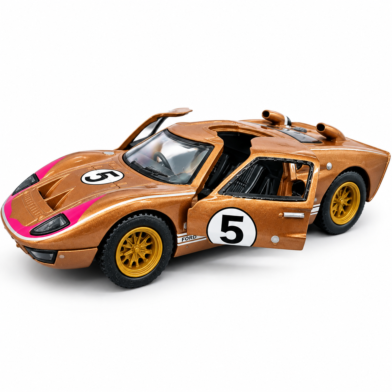 Kinsmart 1:32 Scale 1966 Ford GT40 MKII Heritage Edition Die-Cast Metal Model Car with Pull-Back Action, Openable Doors, Detailed Racing Design, Classic Collectible Toy Car