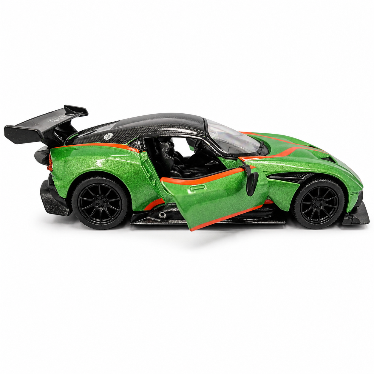 Kinsmart 1:38 Aston Martin Vulcan Die-Cast Model Car with Pull Back Action, Openable Doors, Detailed Interior, Racing Rear Wing, Realistic Supercar Collectible Toy for Kids & Car Collectors