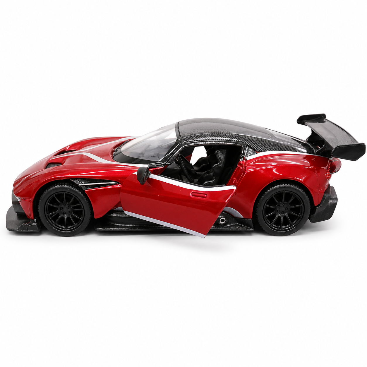 Kinsmart 1:38 Aston Martin Vulcan Die-Cast Model Car with Pull Back Action, Openable Doors, Detailed Interior, Racing Rear Wing, Realistic Supercar Collectible Toy for Kids & Car Collectors