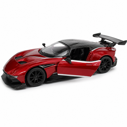Kinsmart 1:38 Aston Martin Vulcan Die-Cast Model Car with Pull Back Action, Openable Doors, Detailed Interior, Racing Rear Wing, Realistic Supercar Collectible Toy for Kids & Car Collectors