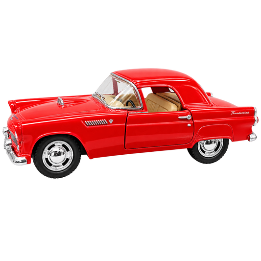 Kinsmart 1:36 1955 Ford Thunderbird Die-Cast Metal Model Car with Openable Doors, Pull-Back Action, Detailed Interior, Chrome-Style Accents & Rubber-Style Tyres – Red Collectible Car
