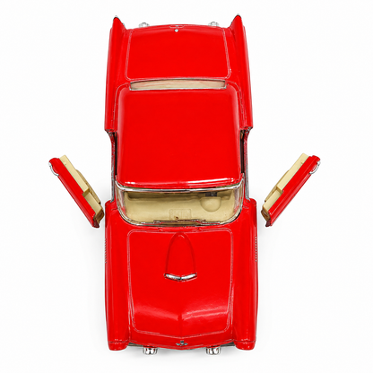 Kinsmart 1:36 1955 Ford Thunderbird Die-Cast Metal Model Car with Openable Doors, Pull-Back Action, Detailed Interior, Chrome-Style Accents & Rubber-Style Tyres – Red Collectible Car