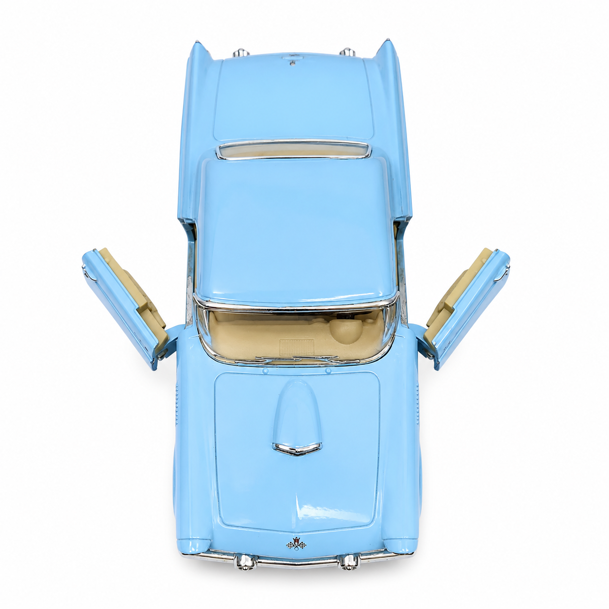 Kinsmart 1:36 1955 Ford Thunderbird Die-Cast Metal Model Car with Openable Doors, Pull-Back Action, Detailed Interior, Chrome-Style Accents & Rubber-Style Tyres – Blue Collectible Car