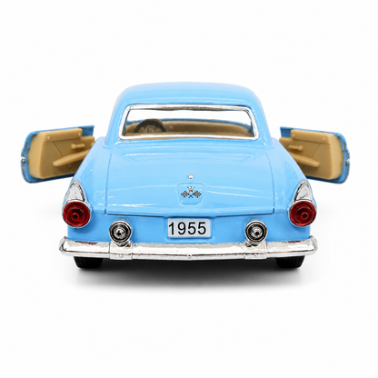 Kinsmart 1:36 1955 Ford Thunderbird Die-Cast Metal Model Car with Openable Doors, Pull-Back Action, Detailed Interior, Chrome-Style Accents & Rubber-Style Tyres – Blue Collectible Car
