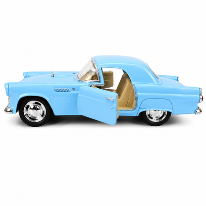 Kinsmart 1:36 1955 Ford Thunderbird Die-Cast Metal Model Car with Openable Doors, Pull-Back Action, Detailed Interior, Chrome-Style Accents & Rubber-Style Tyres – Blue Collectible Car