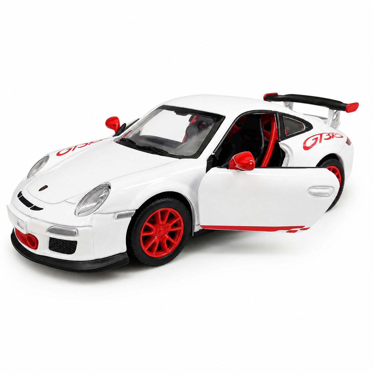 Kinsmart 1:36 Scale 2010 Porsche 911 GT3 RS Die-Cast Metal Model Car with Pull Back Action, Openable Doors & Detailed Interior | Collectible Toy Car for Kids & Car Enthusiasts