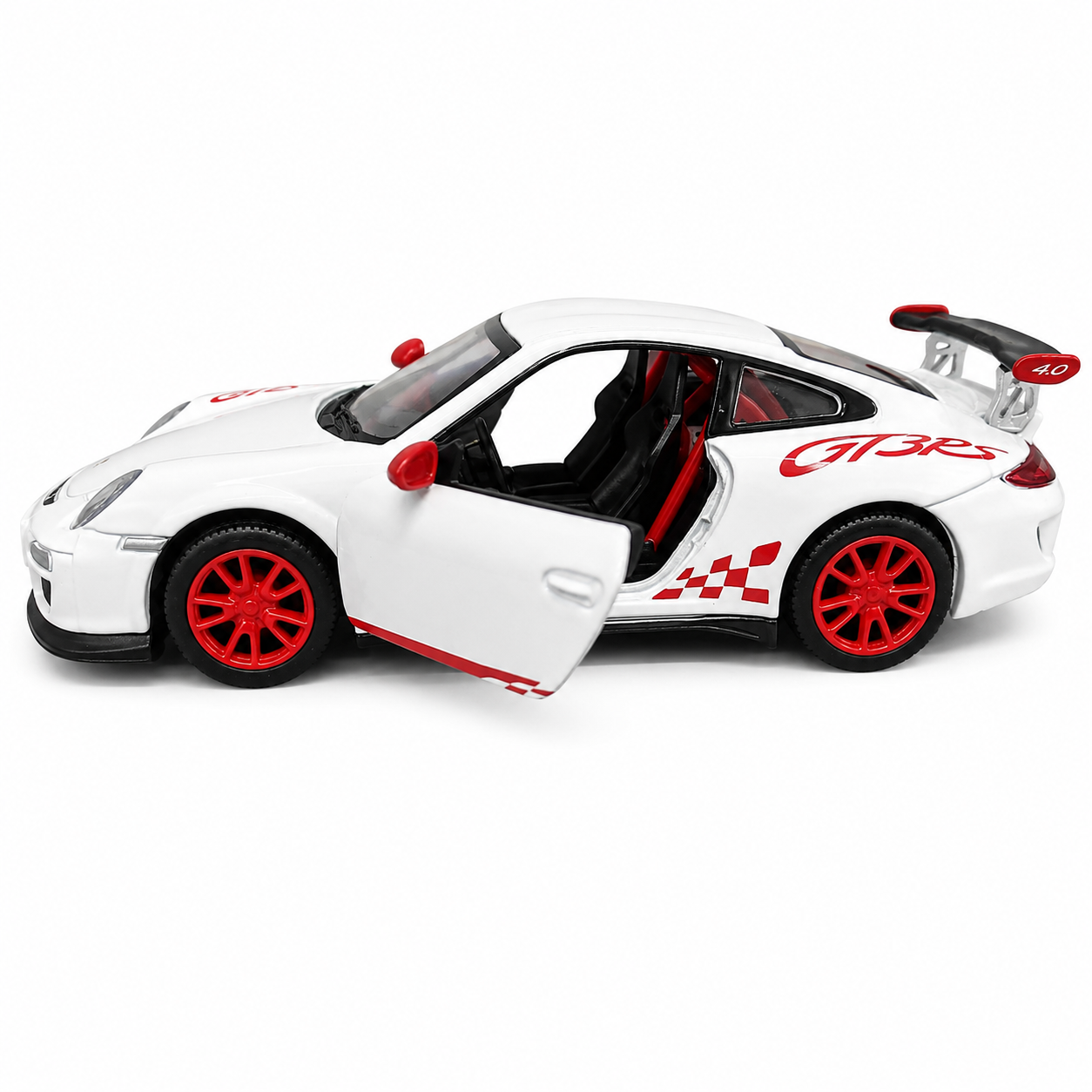 Kinsmart 1:36 Scale 2010 Porsche 911 GT3 RS Die-Cast Metal Model Car with Pull Back Action, Openable Doors & Detailed Interior | Collectible Toy Car for Kids & Car Enthusiasts