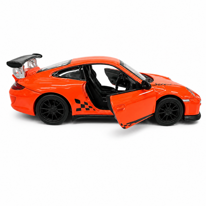 Kinsmart 1:36 Scale 2010 Porsche 911 GT3 RS Die-Cast Metal Model Car with Pull Back Action, Openable Doors & Detailed Interior | Collectible Toy Car for Kids & Car Enthusiasts