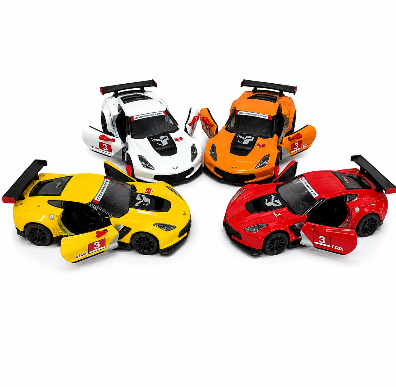 Kinsmart 1:36 Scale Corvette C7.R Die-Cast Model Car with Pull Back Action, Openable Doors & Detailed Interior | Metal Sports Car Toy for Kids & Collectors