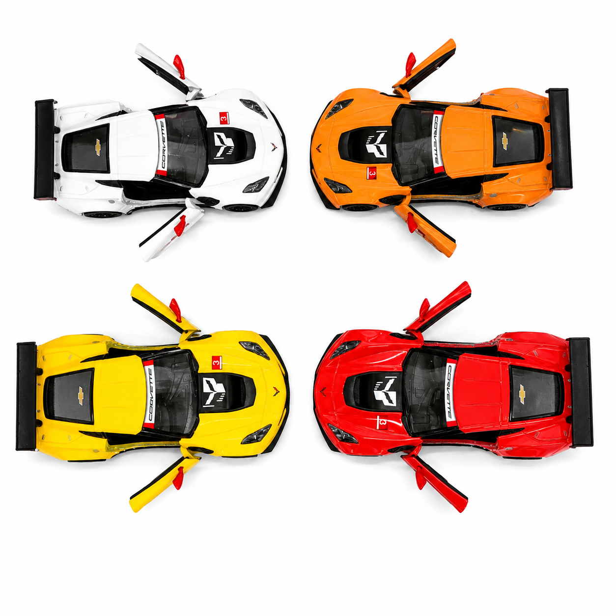 Kinsmart 1:36 Scale Corvette C7.R Die-Cast Model Car with Pull Back Action, Openable Doors & Detailed Interior | Metal Sports Car Toy for Kids & Collectors