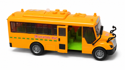 School Bus Toy with Lights & Sound, 1:24 Scale, Opening Door for Kids 3+ Years - Yellow