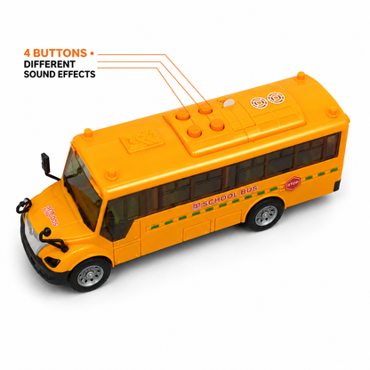 School Bus Toy with Lights & Sound, 1:24 Scale, Opening Door for Kids 3+ Years - Yellow