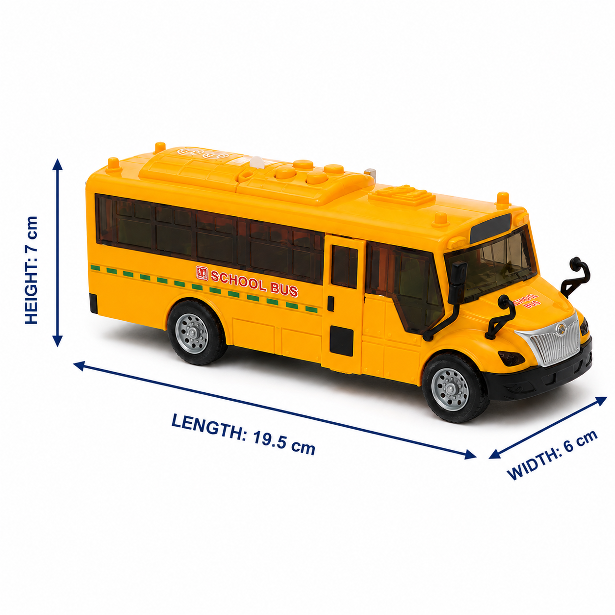 School Bus Toy with Lights & Sound, 1:24 Scale, Opening Door for Kids 3+ Years - Yellow