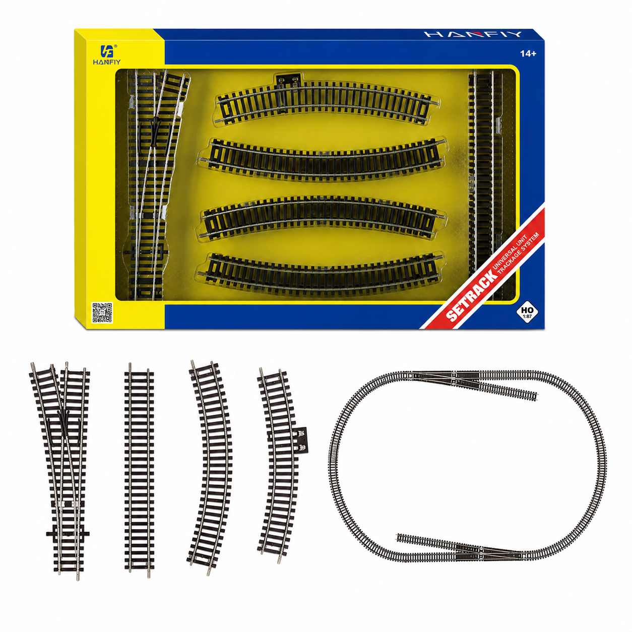 HANFIY 66608 HO 1:87 Combined Railway Track Starter Set | 20-Piece Model Train Track Set