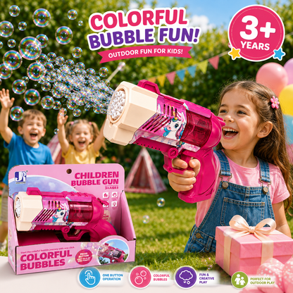 Automatic Unicorn Bubble Gun with Music & Colourful Lights for Kids 3+ Years