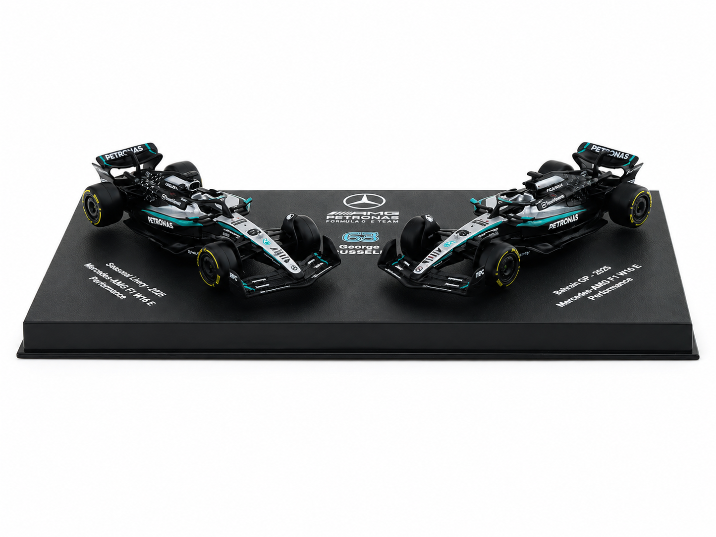 Bburago 1:64 Scale Mercedes-AMG F1 W16 George Russell #63 Seasonal Livery & British GP 2025 Collectible Die-Cast Model Set of 2