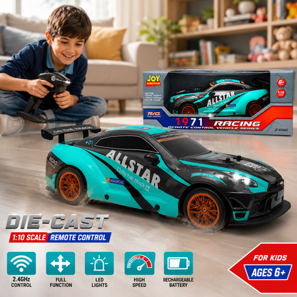 Joy Junction 1:10 Scale RC Racing Car 1971 Series | 2.4GHz Remote Control Sports Car with LED Lights, High - Speed Racing, Forward/Reverse, Left & Right Steering, Speed Boost | Rechargeable Remote Control Car for Kids Ages