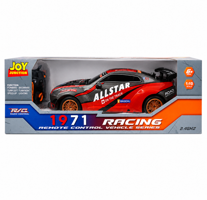 Joy Junction 1:10 Scale RC Racing Car 1971 Series (Red) | 2.4GHz Remote Control Sports Car with LED Lights, High-Speed Racing, Forward/Reverse, Left & Right Steering, Speed Boost | Rechargeable Toy Car for Kids Ages
